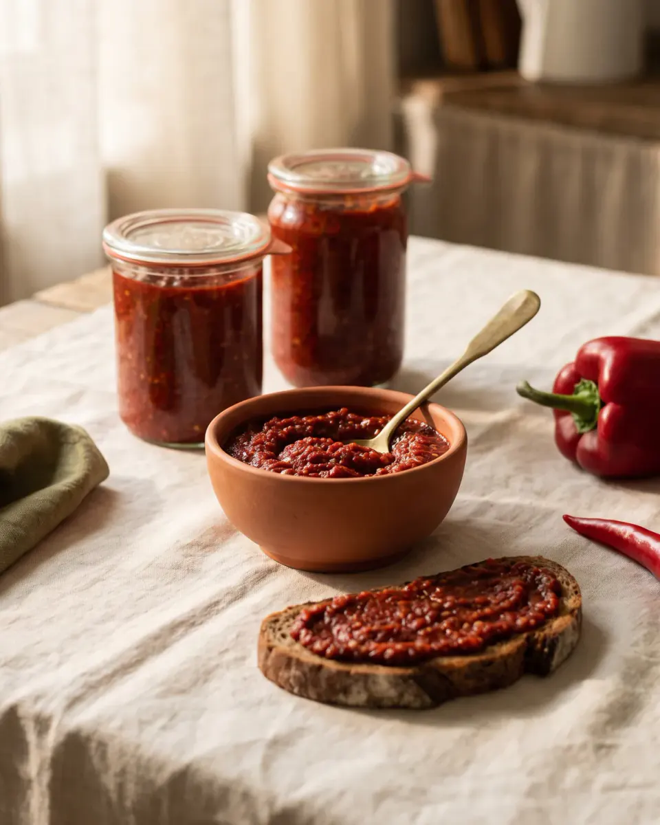 Adjika cocida de pimiento — el plato terminado