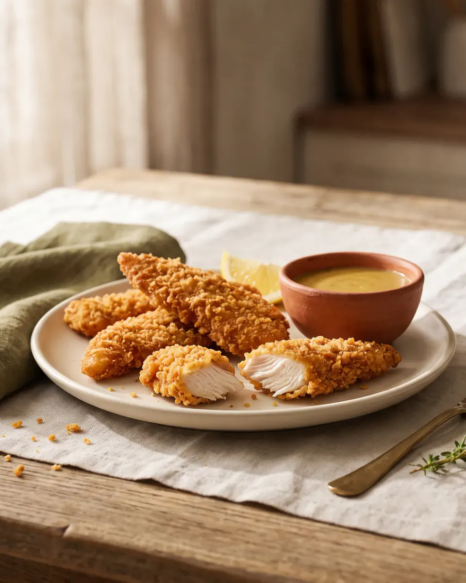 Tiras de frango na air fryer — o prato pronto