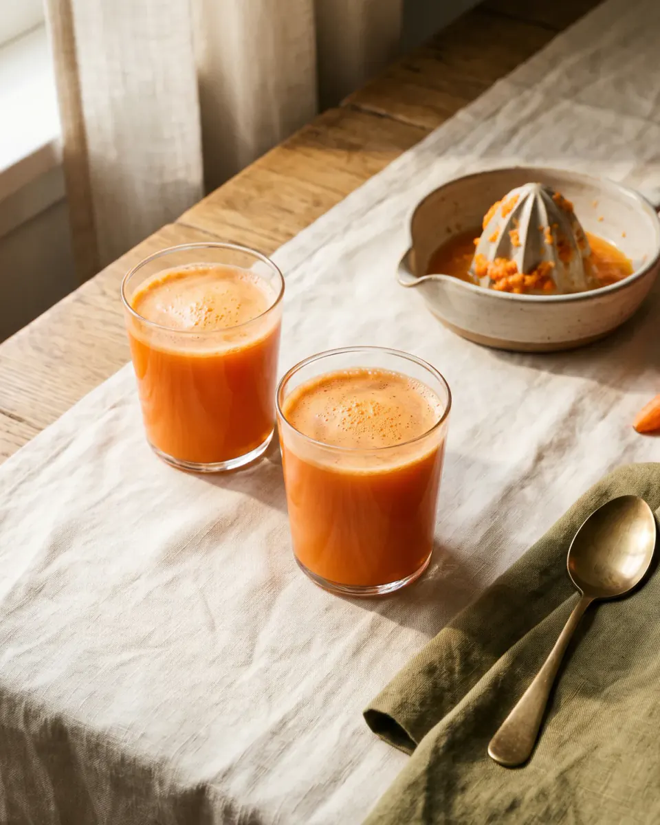 Suco de maçã com cenoura — o prato pronto