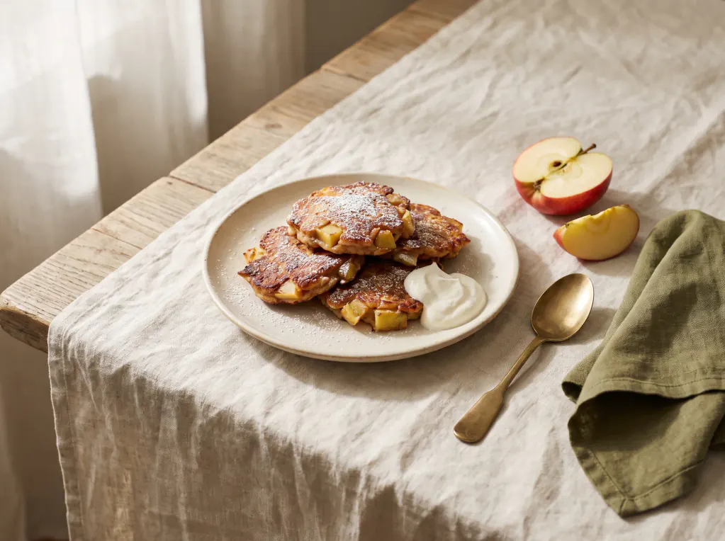 Apfelpuffer mit Kefir – das fertige Gericht