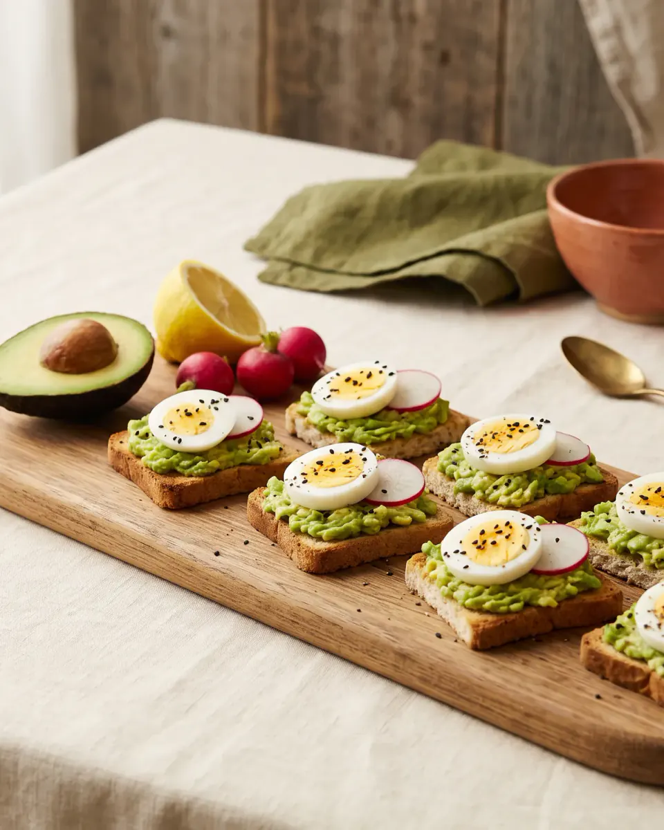 Avocado and Egg Canapés — the finished dish