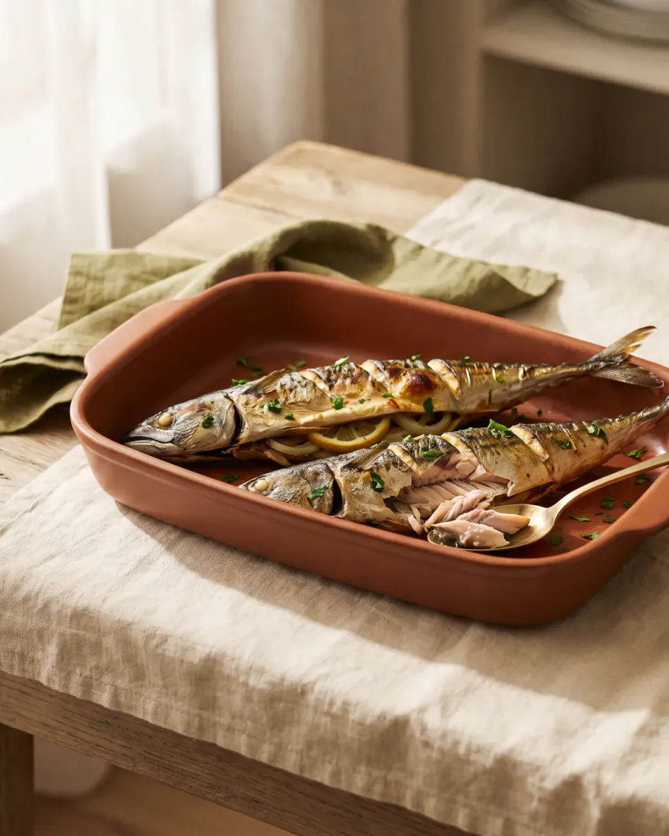 Baked Mackerel — the finished dish