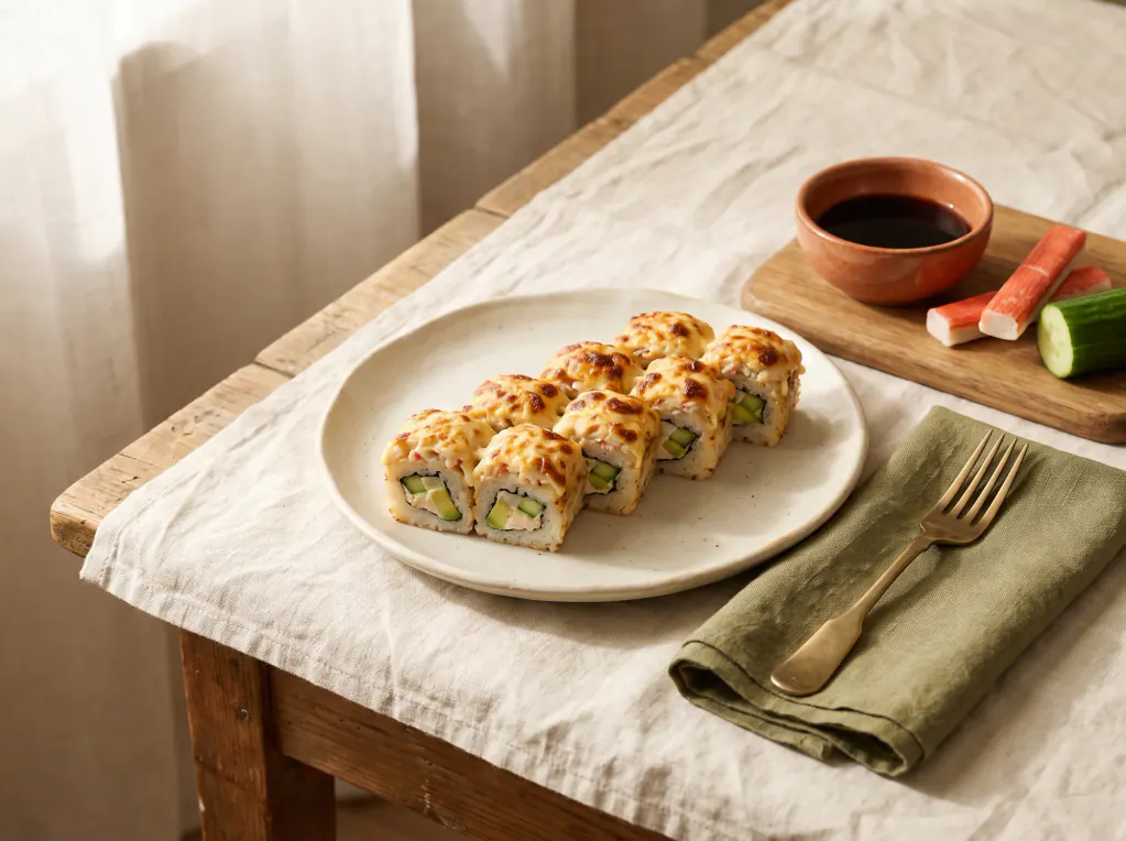 Uramaki gratinado — o prato pronto
