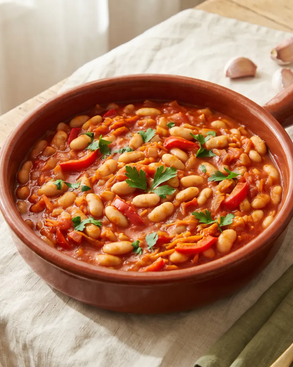 Weiße Bohnen in Tomatensauce – das fertige Gericht