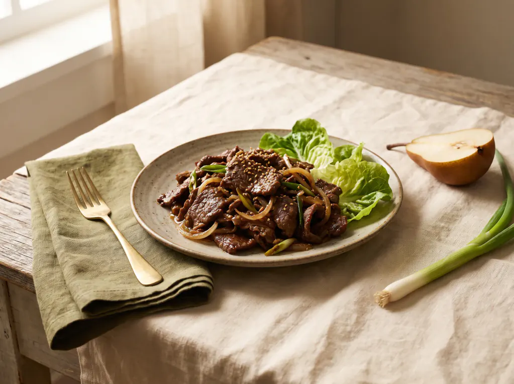 Bulgogi – koreanisches Rindfleisch – das fertige Gericht