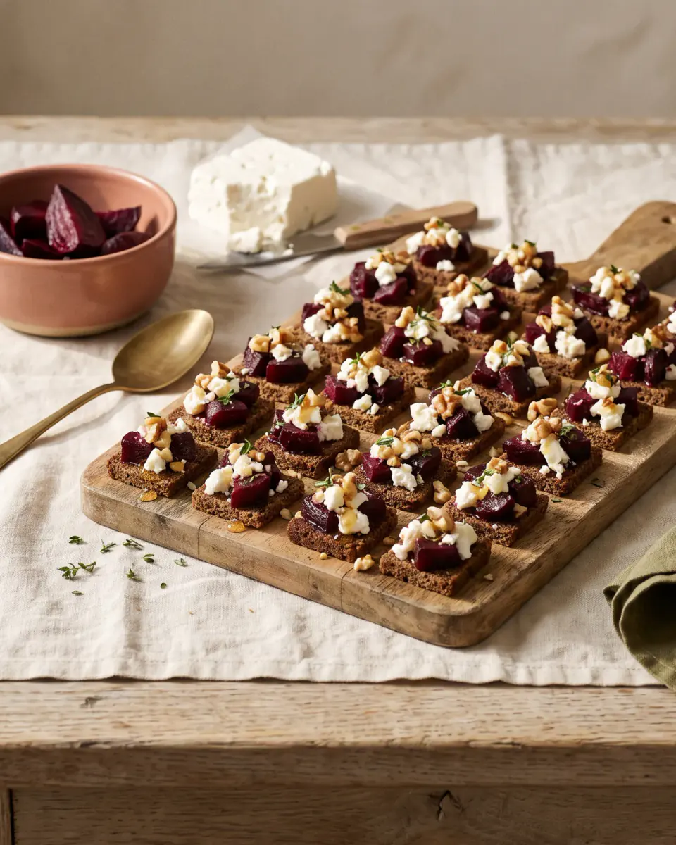 Canapés mit Rote Bete und Feta – das fertige Gericht