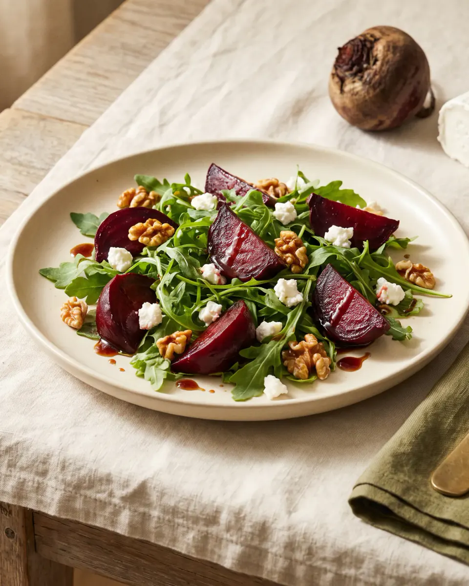 Rote-Bete-Salat mit Ziegenkäse und Walnüssen – das fertige Gericht