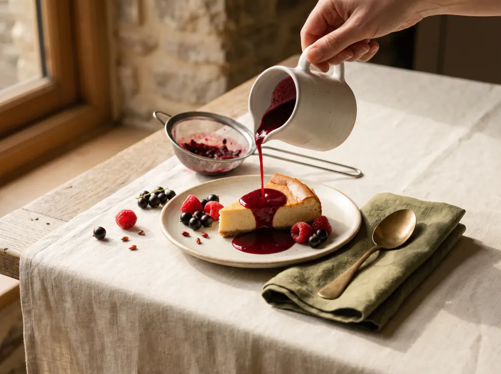 Coulis de frutas vermelhas — o prato pronto
