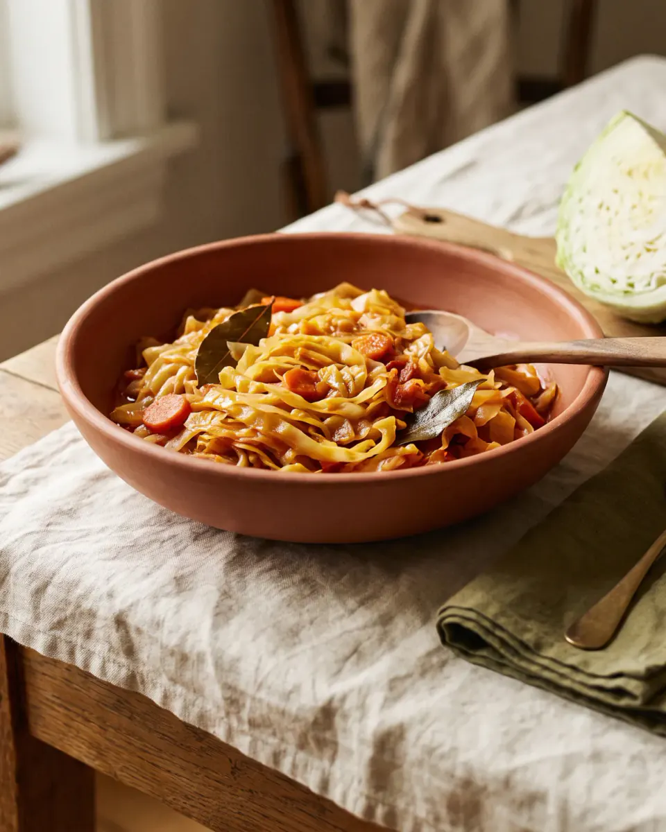 Repollo guisado — el plato terminado