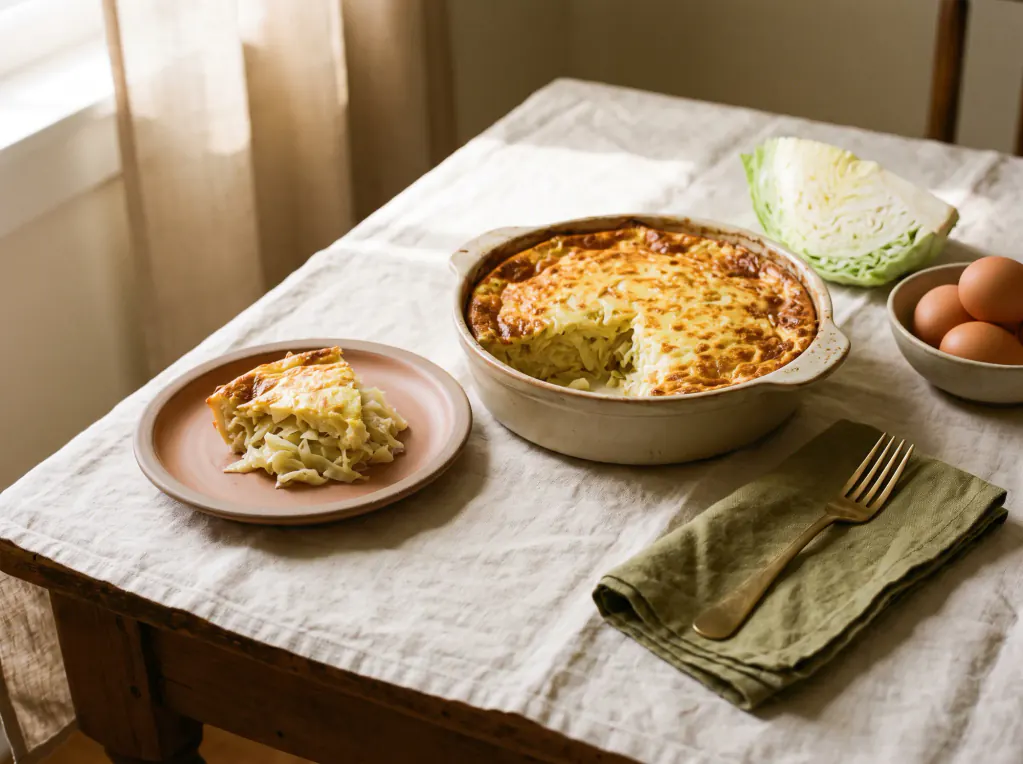 Gratinado de repolho — o prato pronto