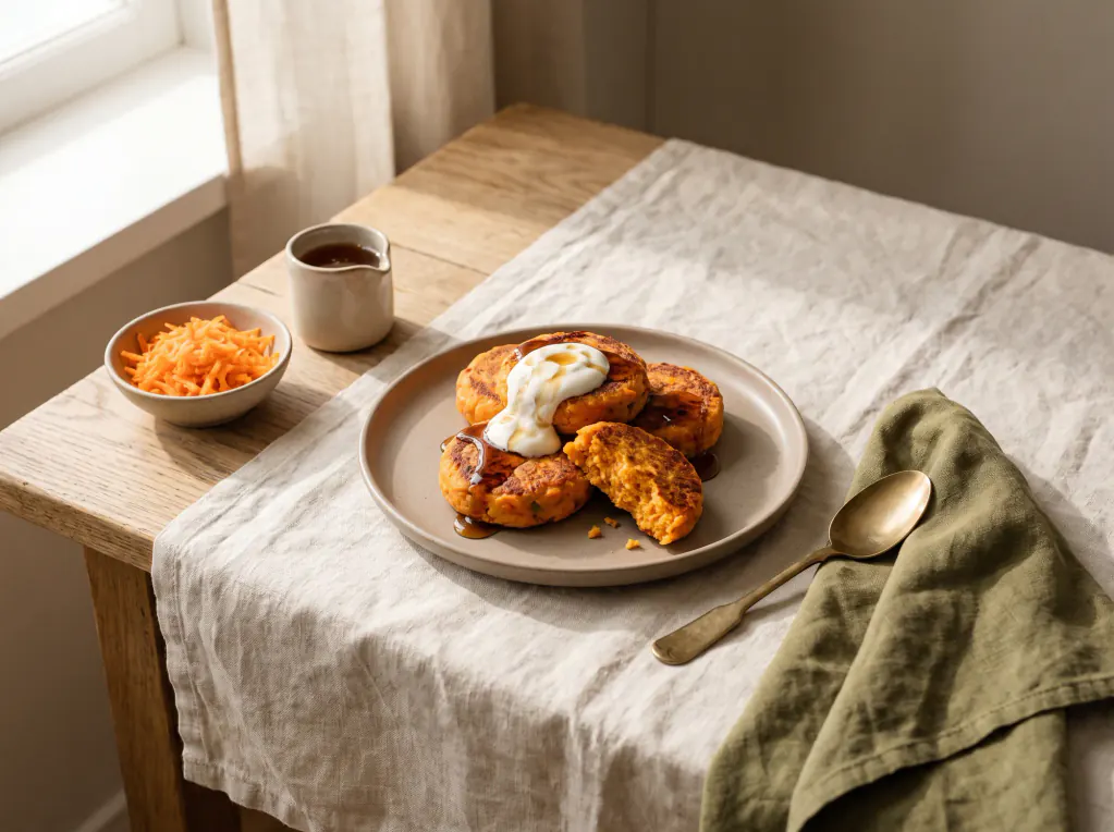 Carrot Syrnyky — the finished dish