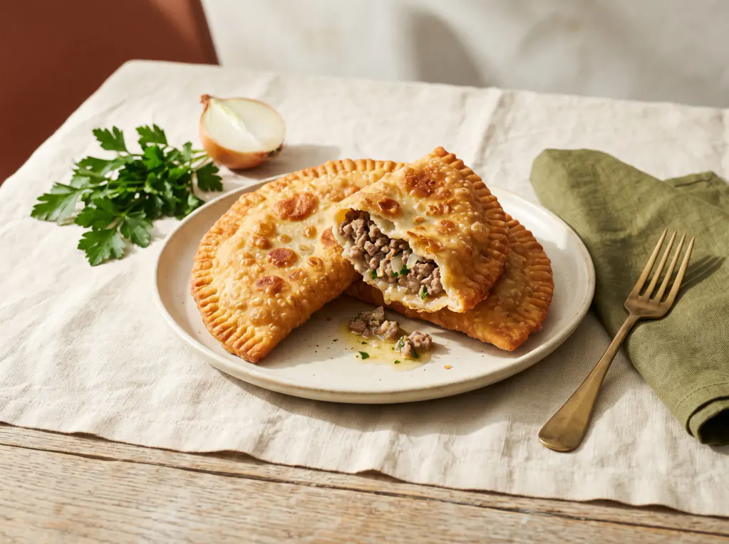 Chebureki, pastel frito de carne da Crimeia — o prato pronto