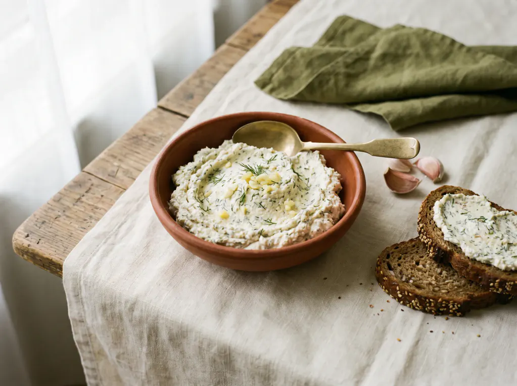 Cheese and Garlic Spread — the finished dish