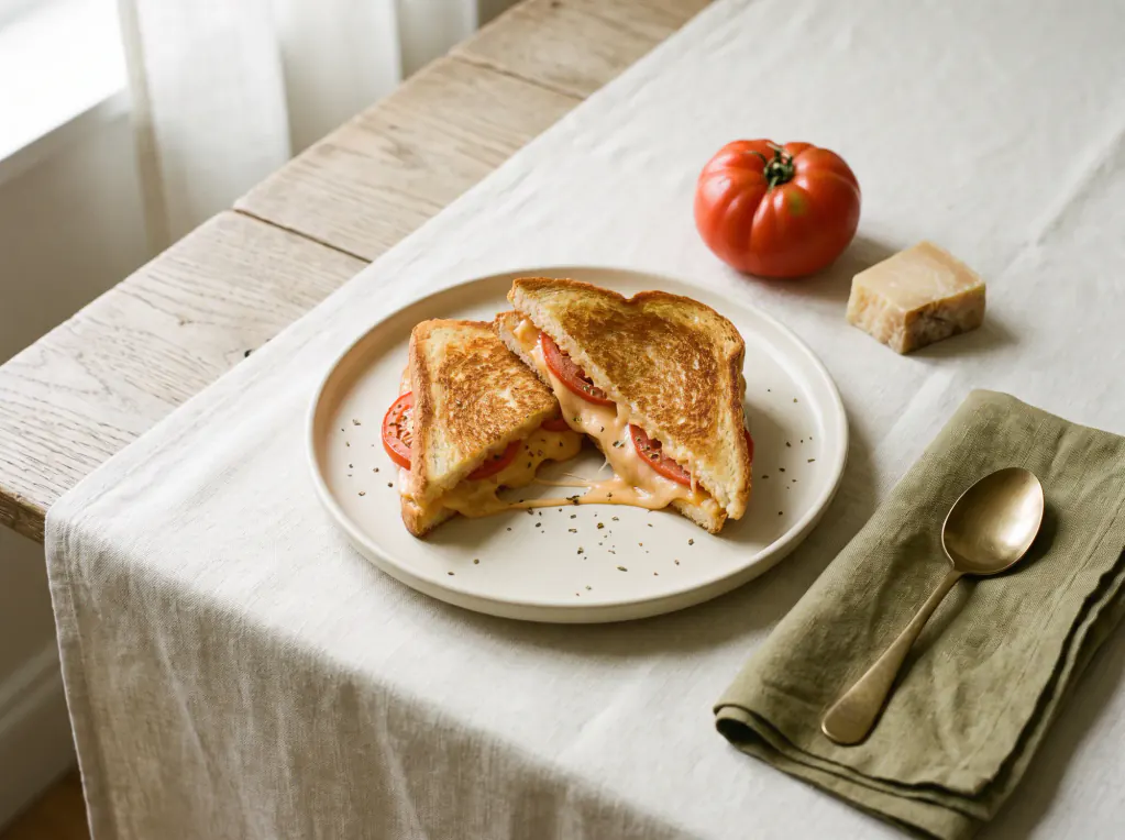 Cheese and Tomato Toastie — the finished dish