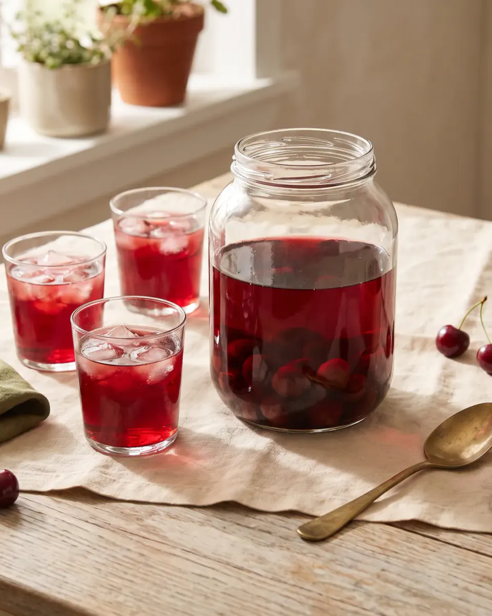 Cherry Compote Drink — the finished dish