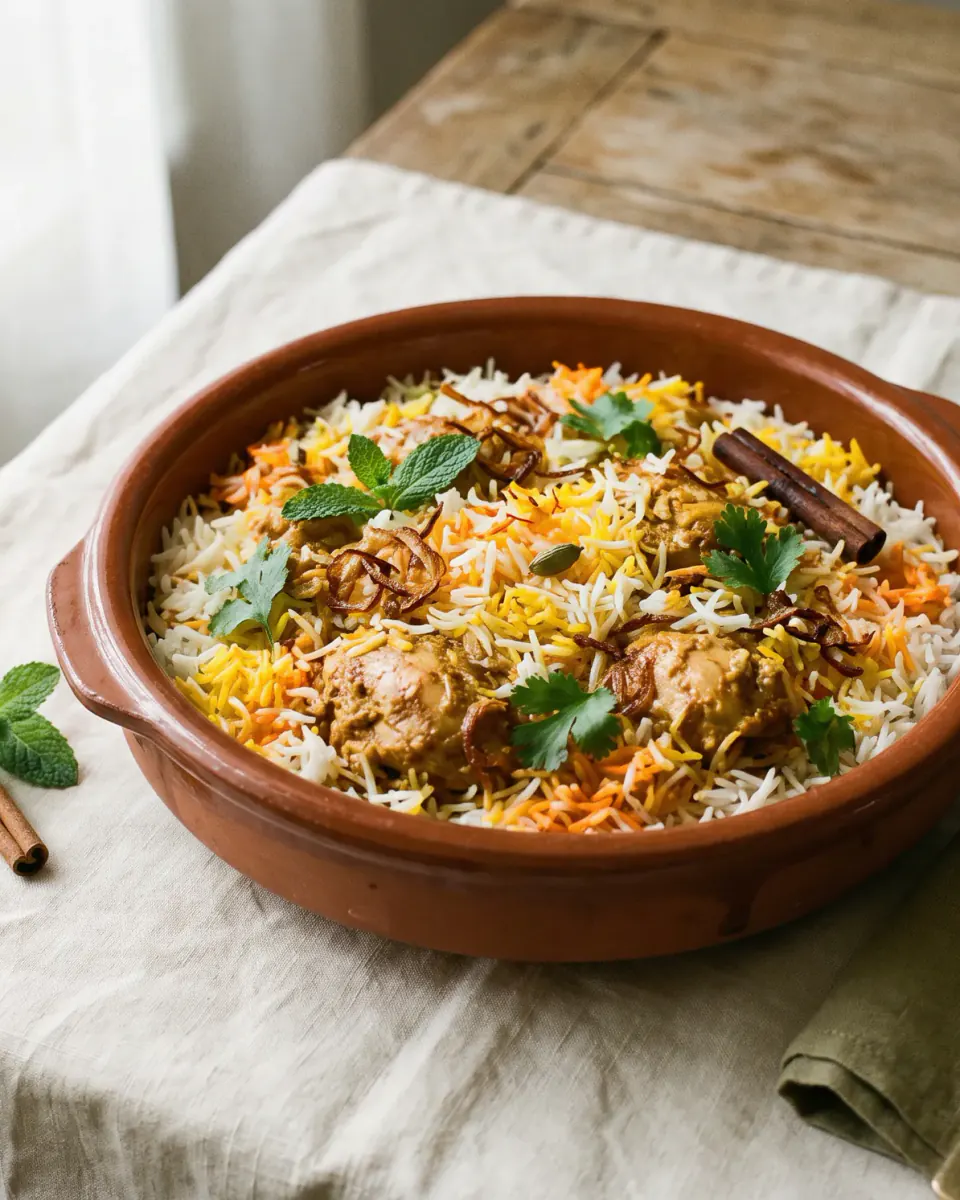 Biryani de pollo — el plato terminado