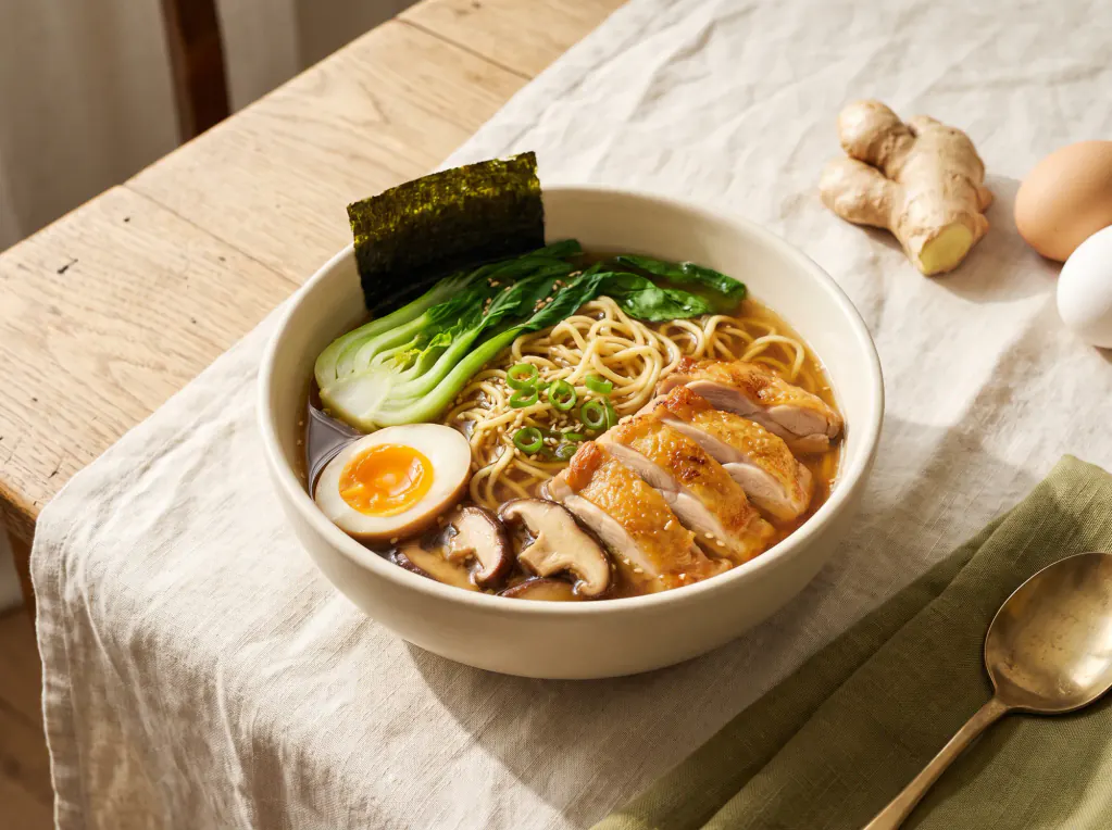 Ramen mit Hähnchen – das fertige Gericht