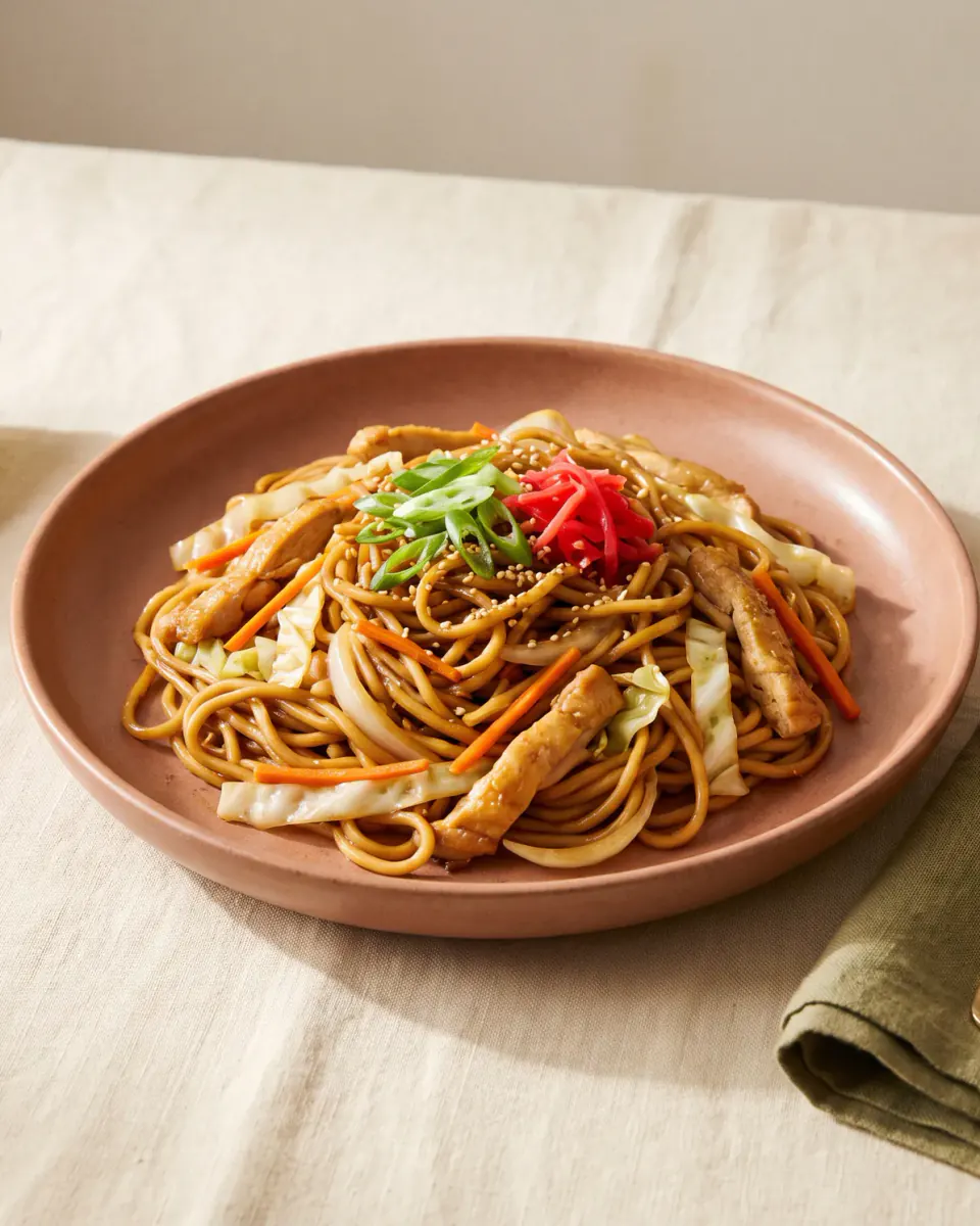 Yakisoba de pollo — el plato terminado