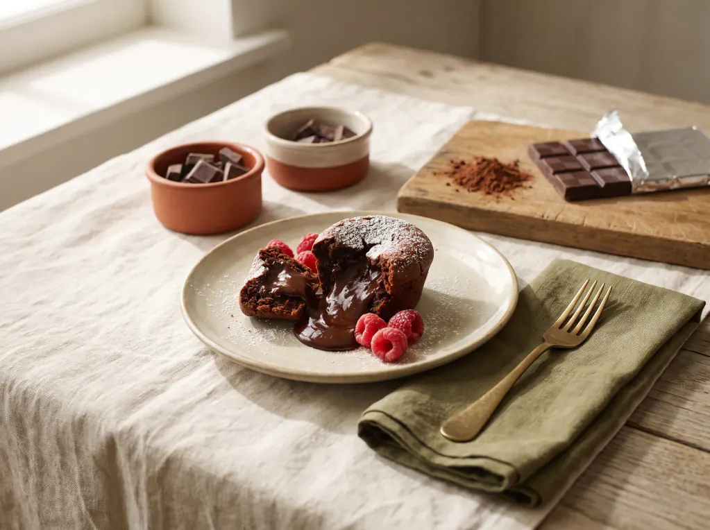 Coulant de chocolate — el plato terminado