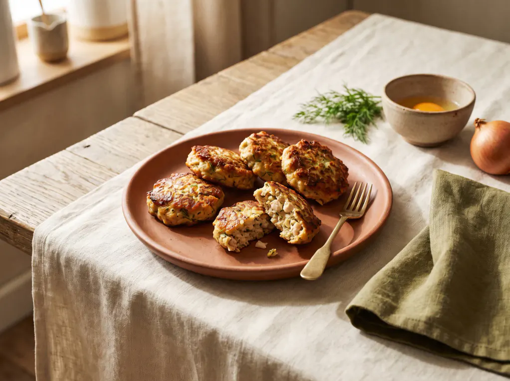 Tortitas de pollo picado a cuchillo — el plato terminado