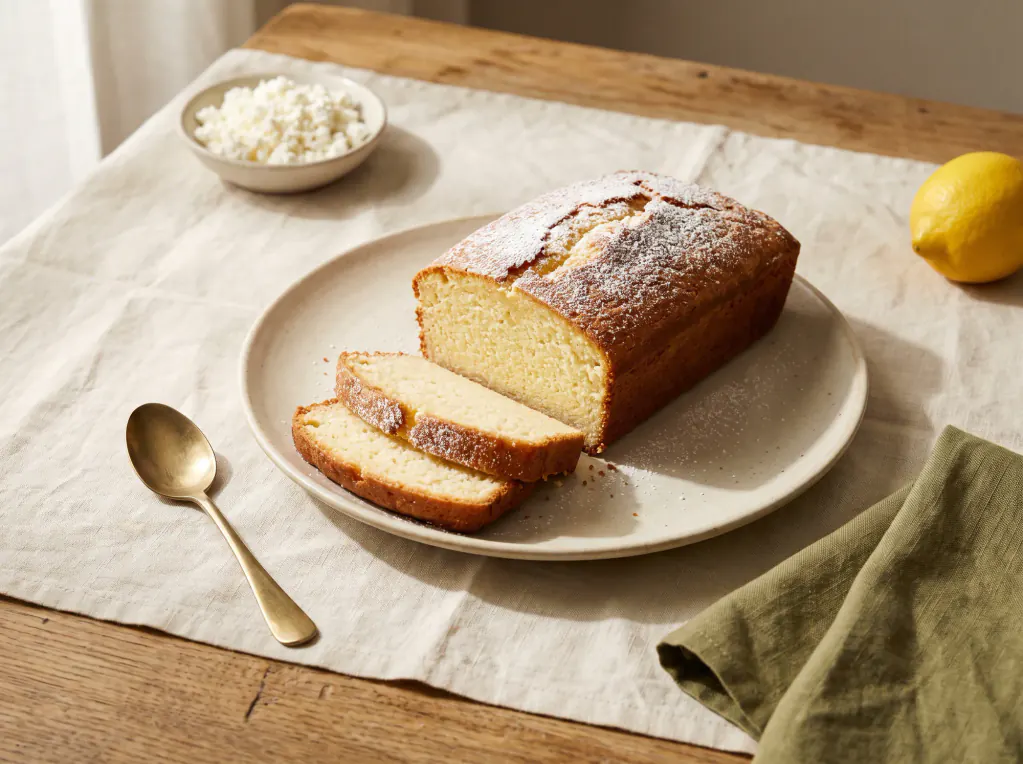 Bolo de ricota com limão-siciliano — o prato pronto