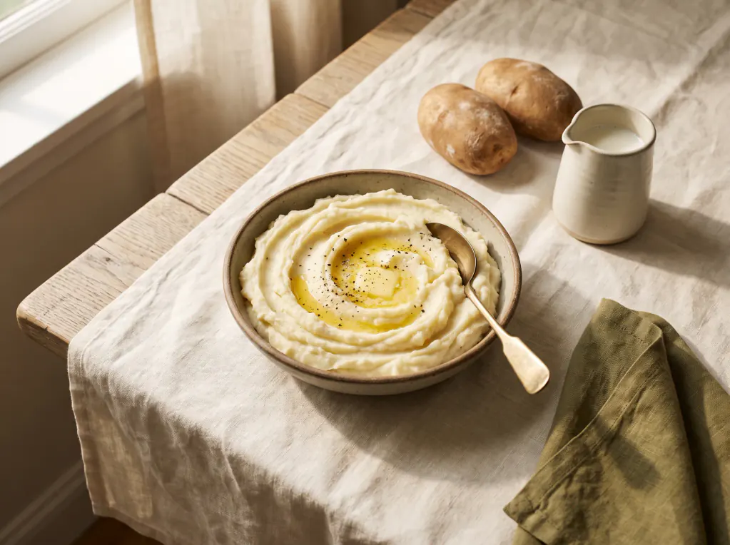 Puré de papa cremoso — el plato terminado