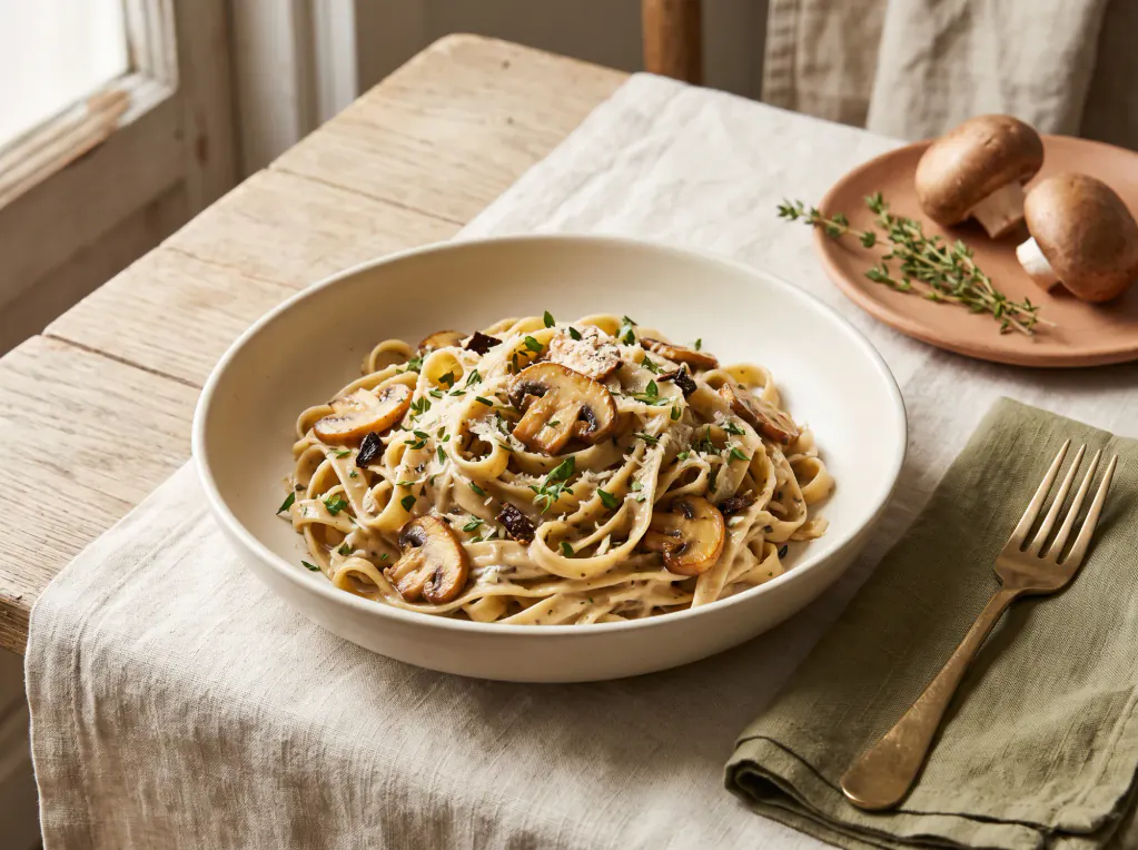 Creamy Mushroom Pasta — the finished dish