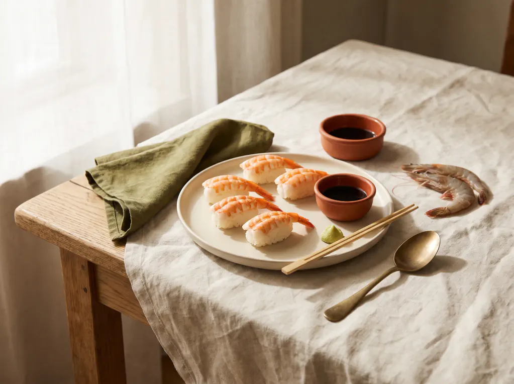 Nigiri de camarón — el plato terminado