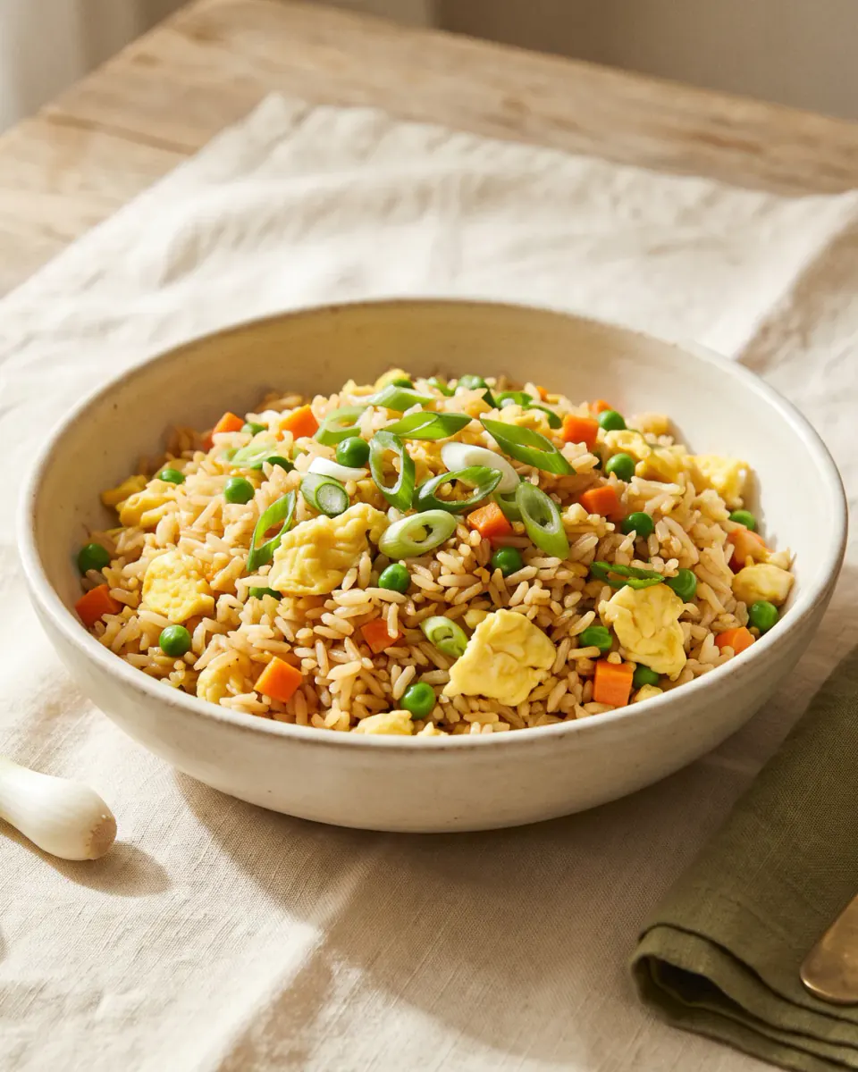 Arroz frito con huevo — el plato terminado