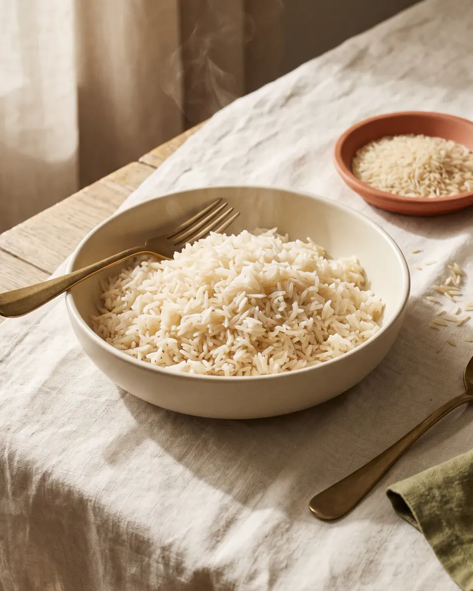Arroz largo suelto — el plato terminado