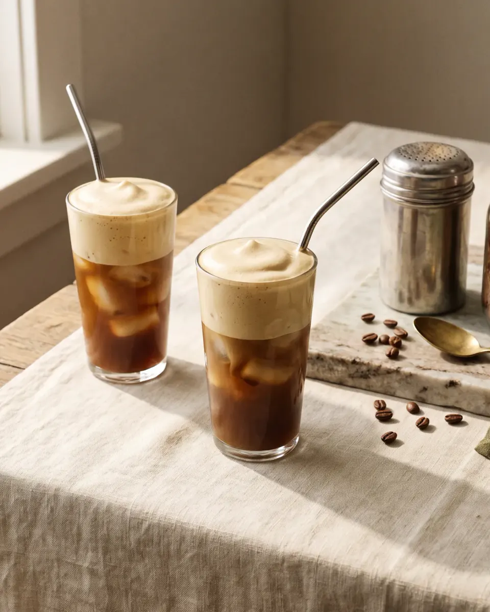 Café frappé — el plato terminado