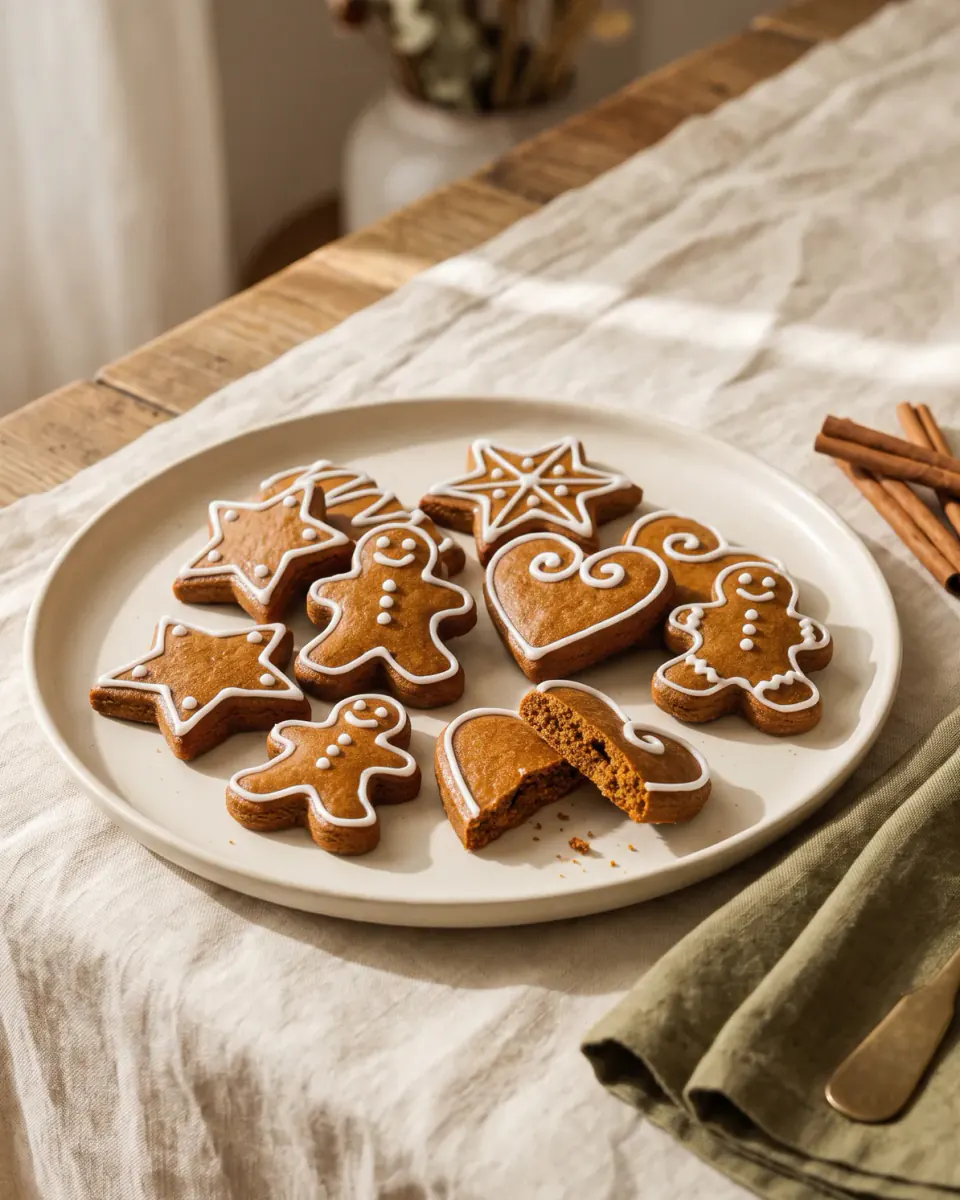 Galletas de jengibre con glaseado real — el plato terminado
