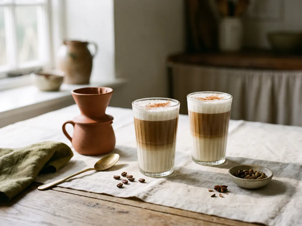 Café latte caseiro — o prato pronto