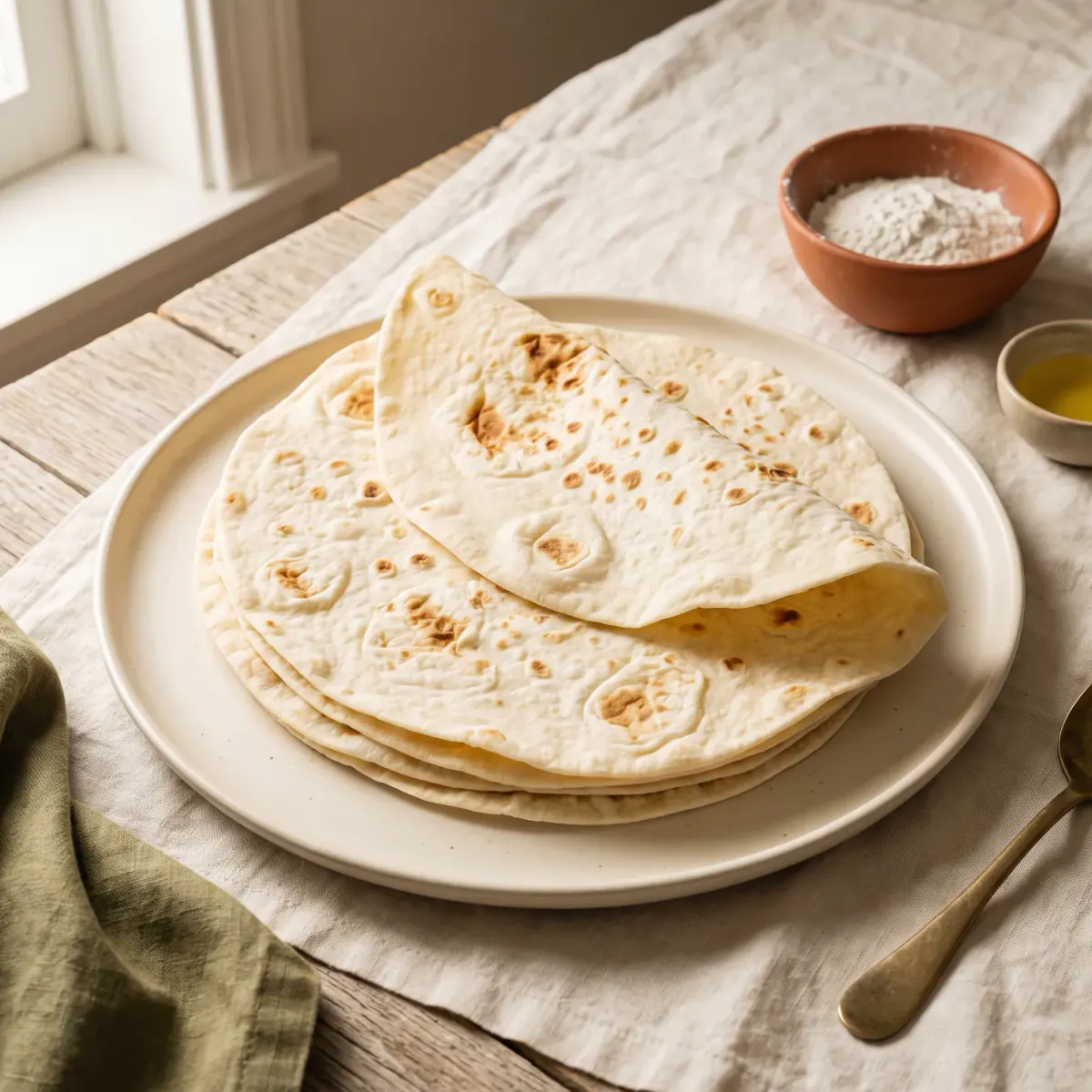 Lavash – dünnes Fladenbrot aus der Pfanne – das fertige Gericht