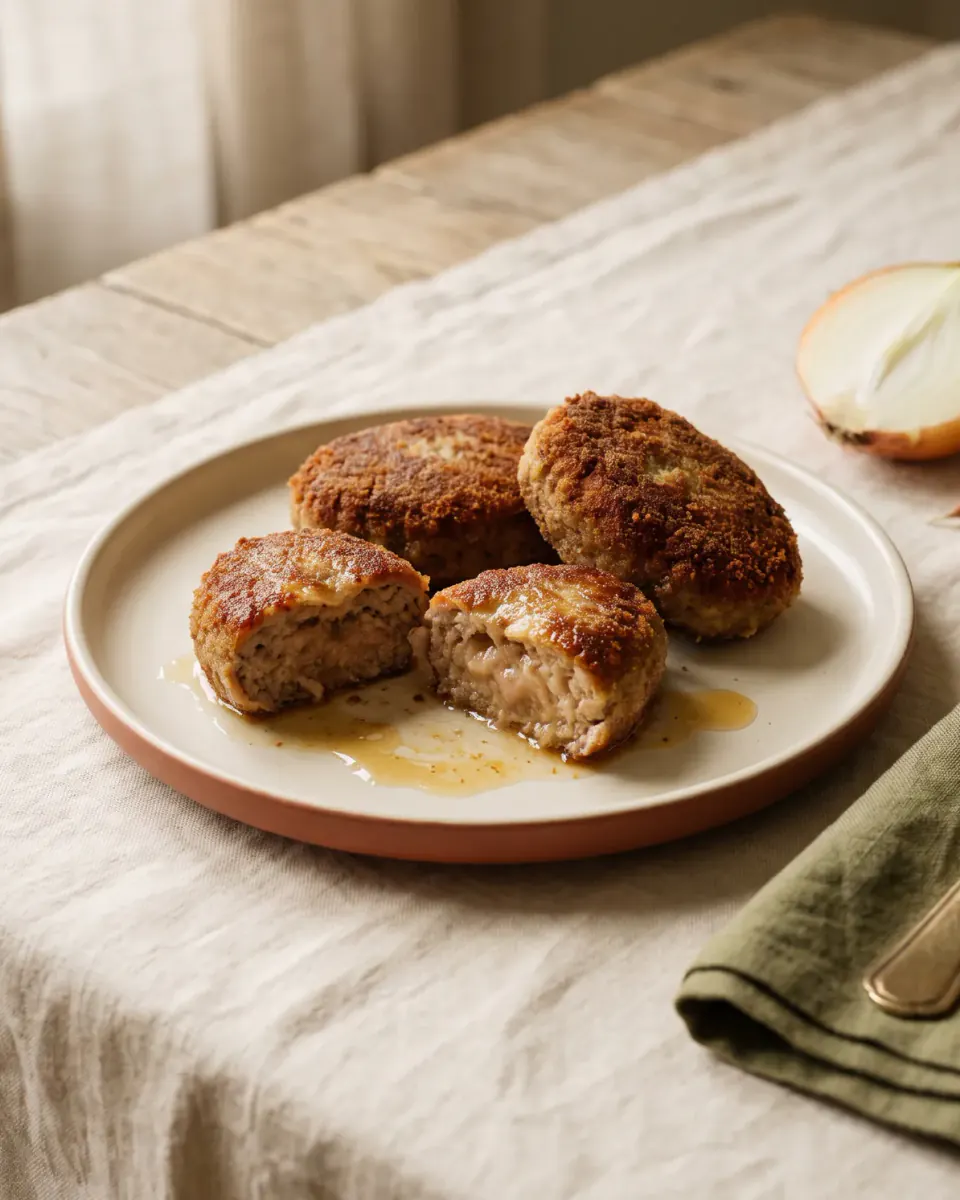 Kotleti, tortitas de carne caseras — el plato terminado