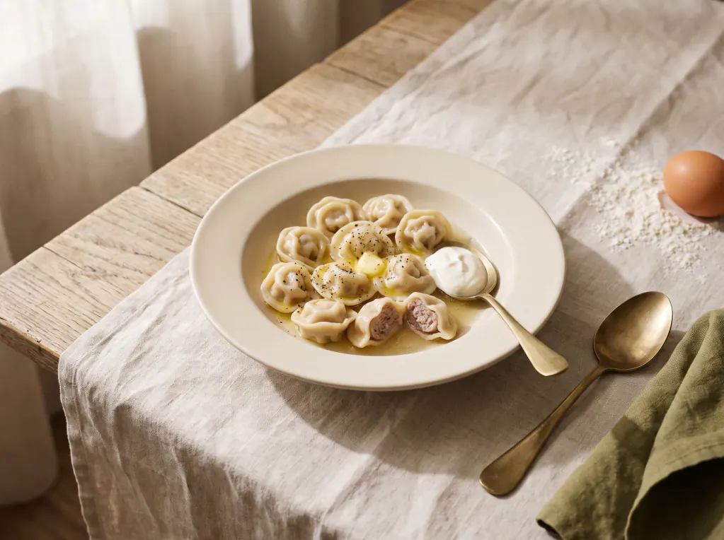 Pelmeni caseiro — o prato pronto