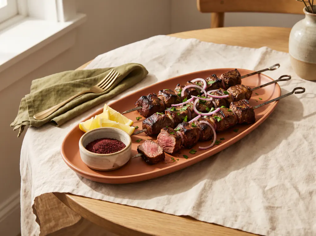 Lamb Shashlyk Skewers — the finished dish