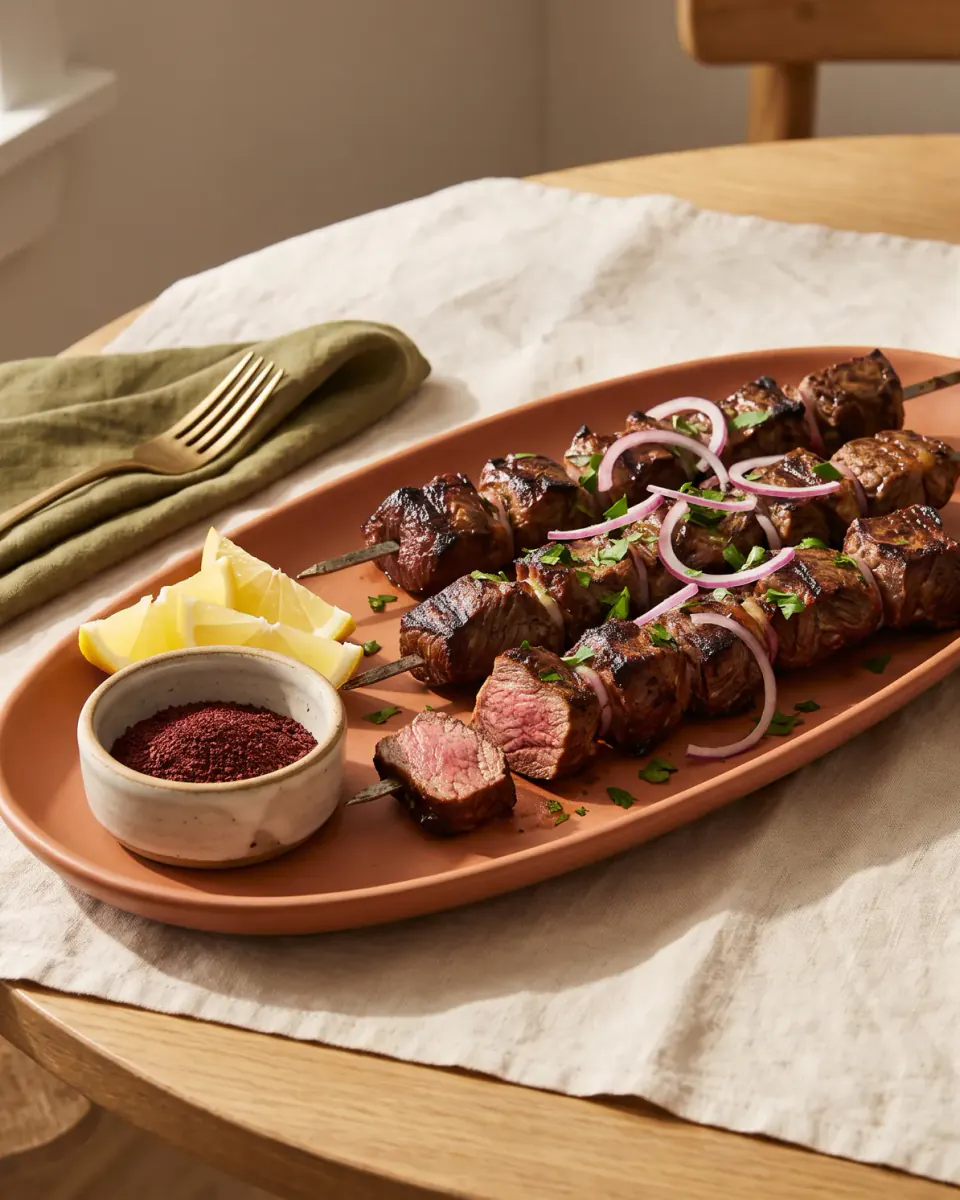 Lamb Shashlyk Skewers — the finished dish