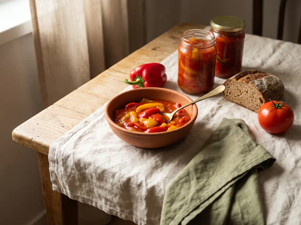 Lecsó de pimiento y tomate — el plato terminado
