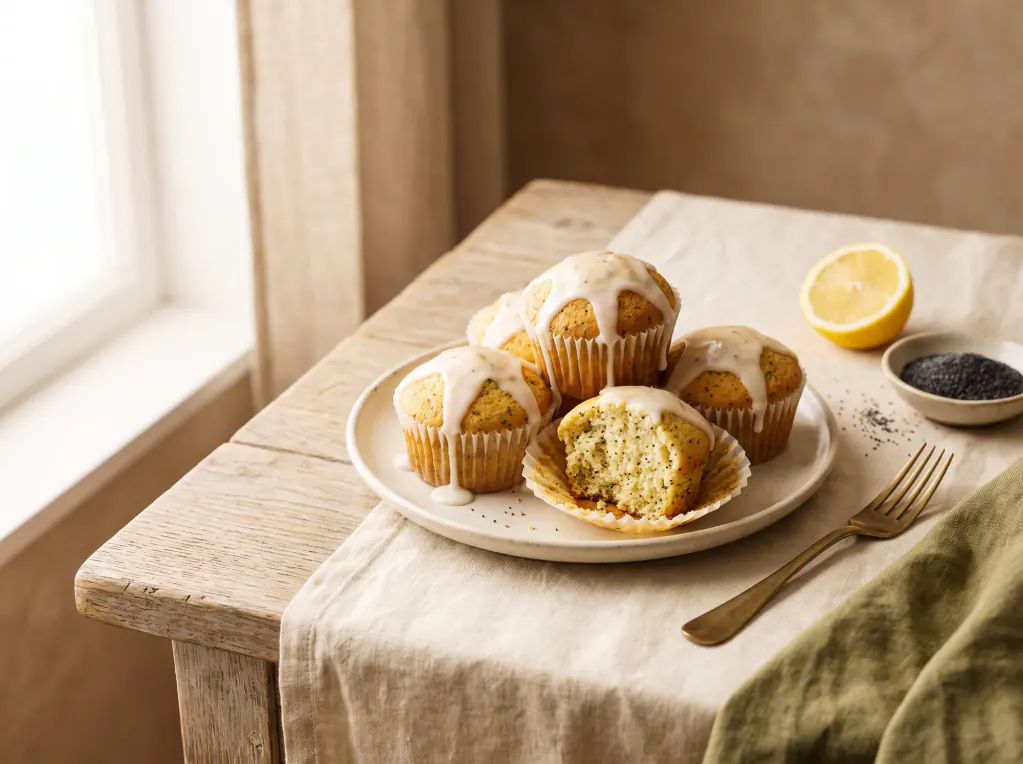 Muffin de limão com semente de papoula — o prato pronto