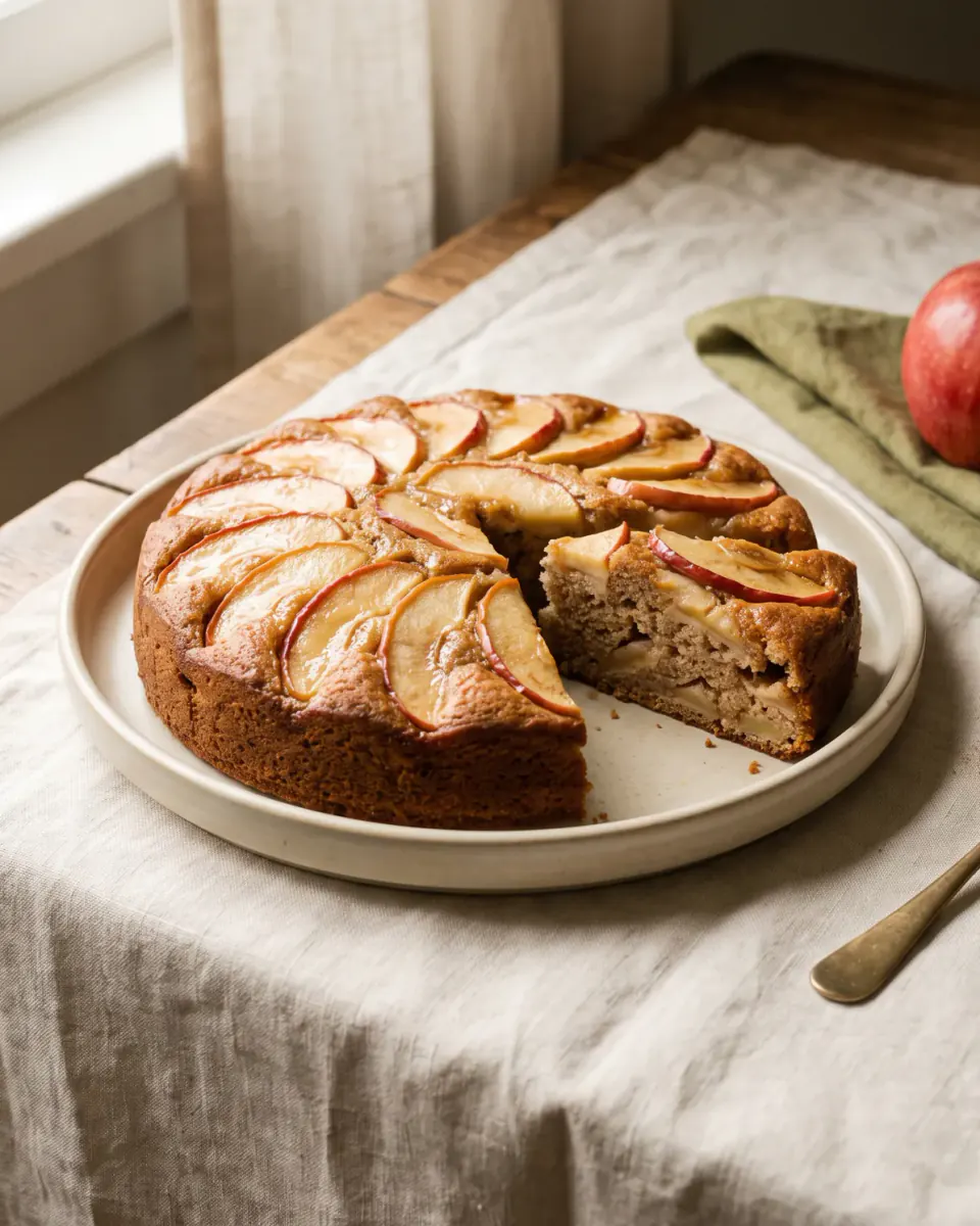 Veganer Apfelkuchen ohne Ei und Butter – das fertige Gericht