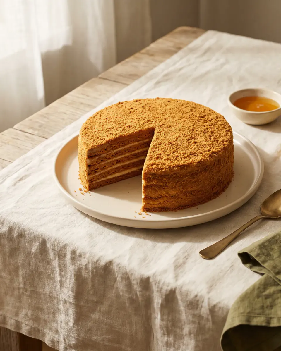 Medovik ohne Ei und Butter – Honigtorte zur Fastenzeit – das fertige Gericht