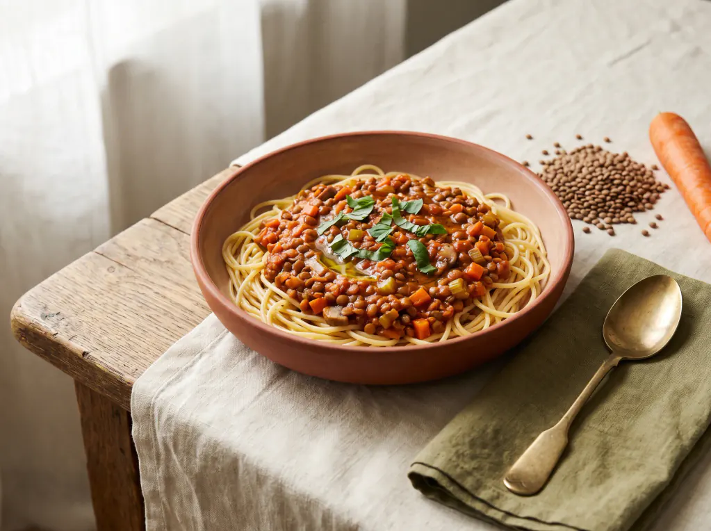 Linsenbolognese – das fertige Gericht