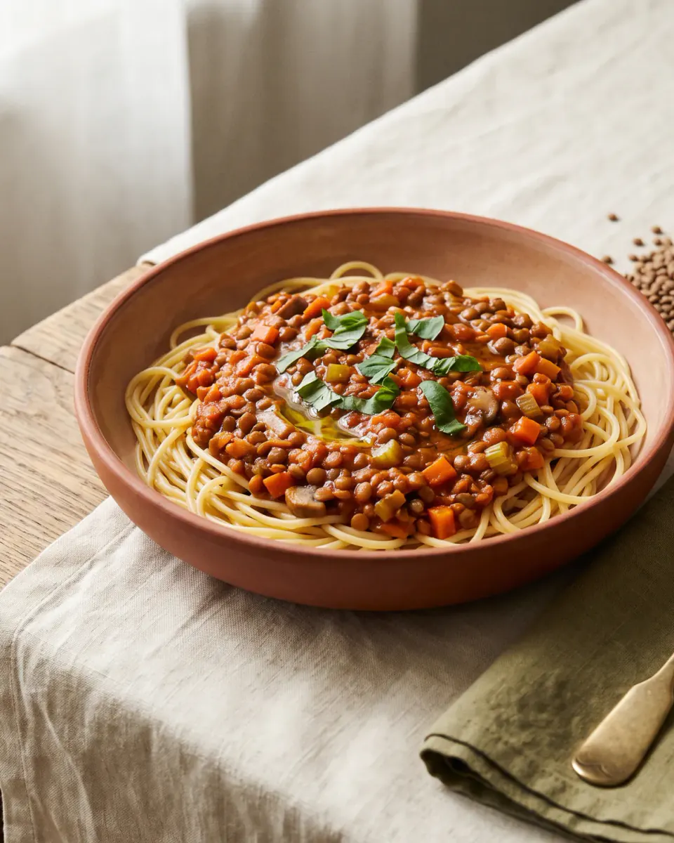 Linsenbolognese – das fertige Gericht