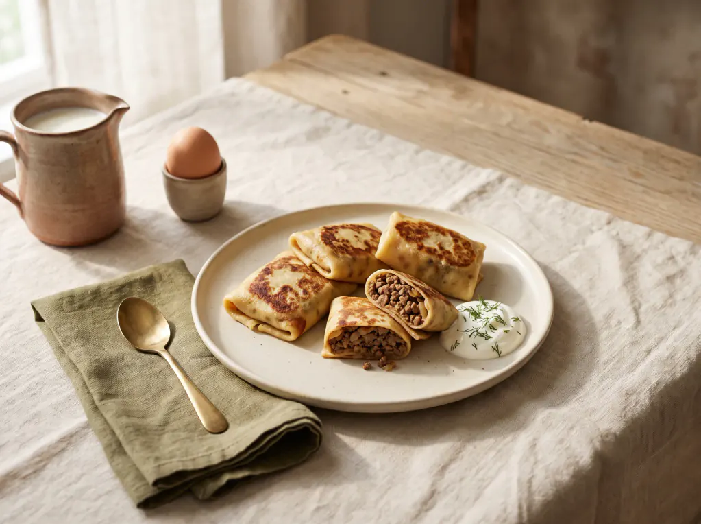 Meat-Filled Crepes — the finished dish
