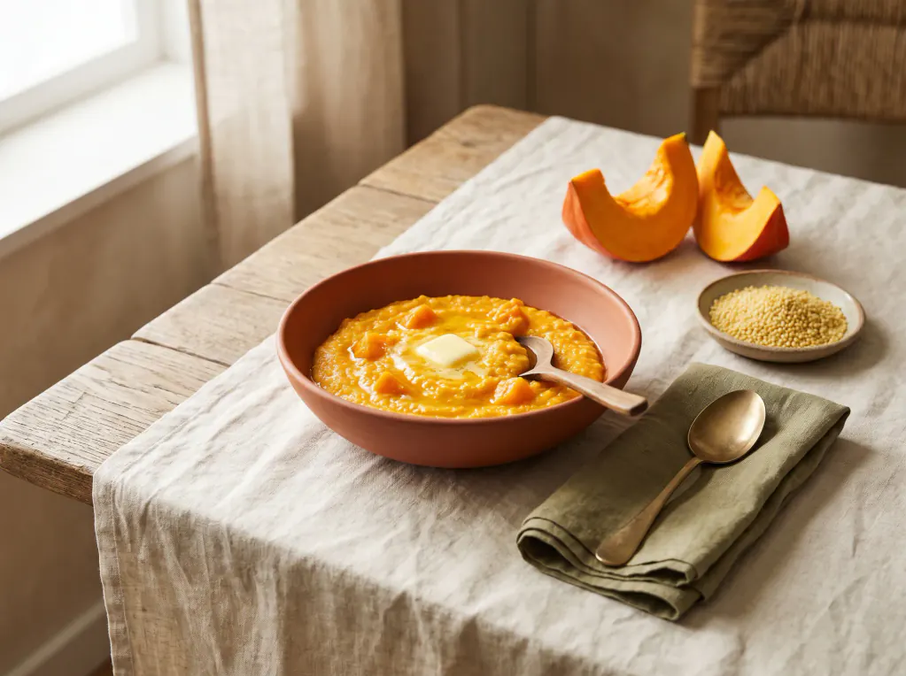 Mingau de milheto com abóbora — o prato pronto