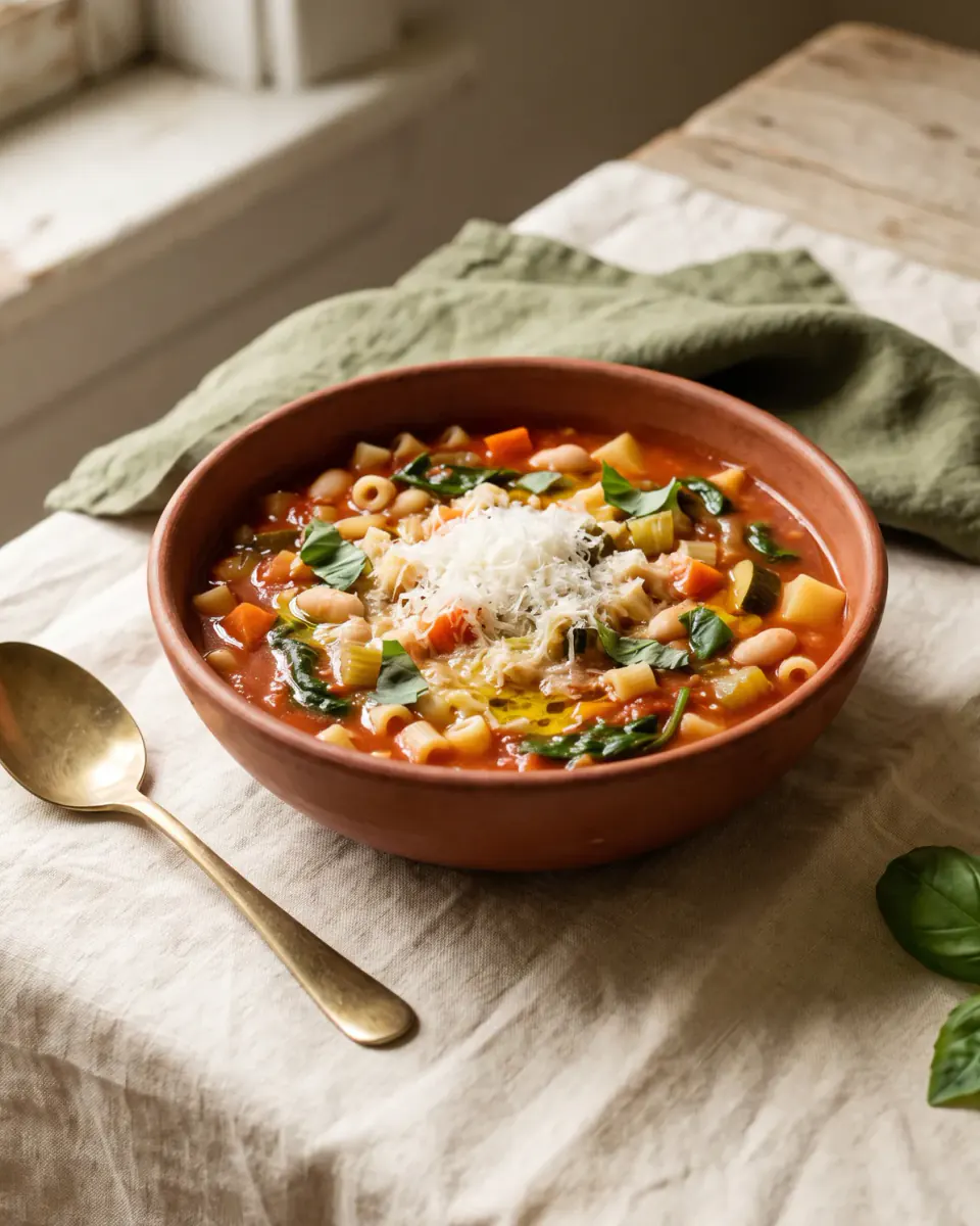 Minestrone — the finished dish