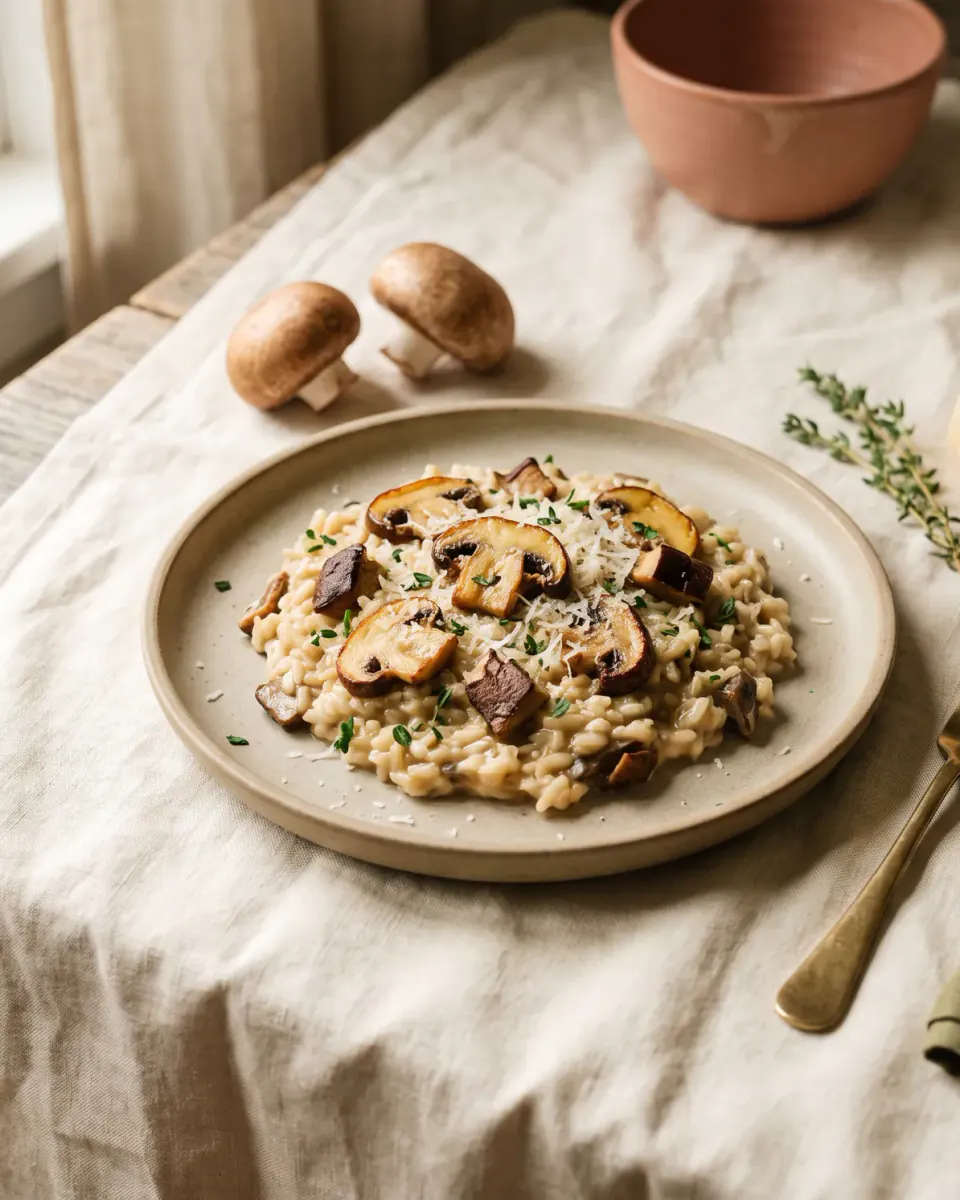 Risotto de hongos — el plato terminado