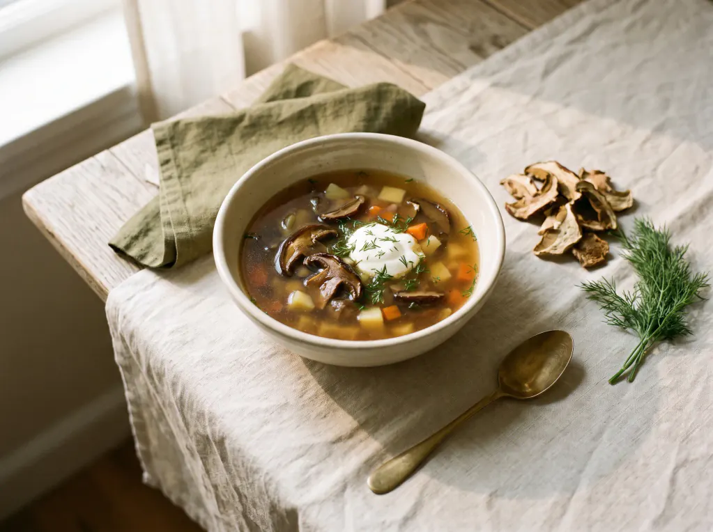 Mushroom Soup — the finished dish