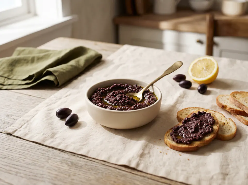 Tapenade de aceitunas — el plato terminado